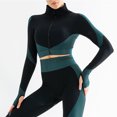thumbnail image 3 of Traje deportivo de cintura alta para mujer, traje deportivo de burbujas para levantamiento de cadera, alta elasticidad, para correr, traje de Yoga sin costuras con cremallera, 3 of 5