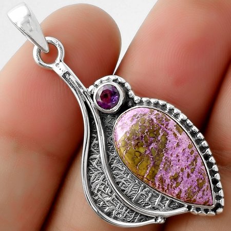 Purpurite - South Africa & Amethyst 925 Sterling Silver Pendant Jewelry P-1467 SDP109635