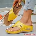 thumbnail image 3 of Rokment Women's Orthopedic Wedges Flip Flops Dress Sandals 2026 Summer Fashion Casual Comfortable Leather Platform Arch Support Walking Thongs Beach Slip on Slides Yellow Size 8, 3 of 7