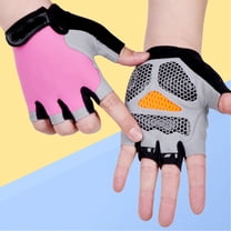 Masteelf 1 Pair Outside Protective Gloves Shockproof Breathable Sports Gloves Outdoor Riding Half Finger Gloves for Men Women (Pink, Size)