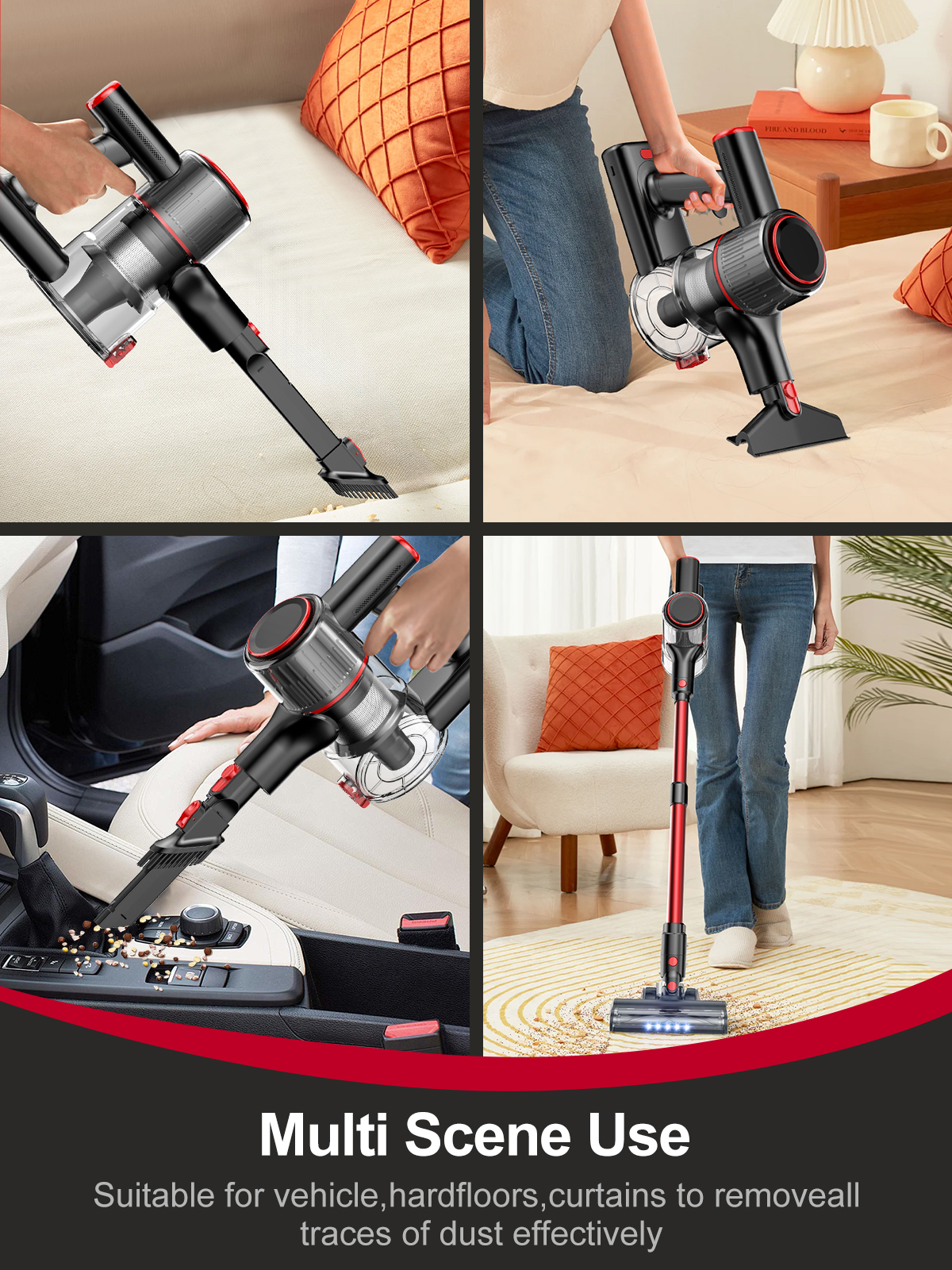 Cocbny Cordless Stick Vacuum Cleaner 30Kpa Lightweight for Carpet, Hard Floors and Pet Hair, A27R