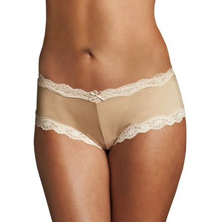 Maidenform Womens Cheeky Panty Micro with Scallop Lace Trim Hipster Panty