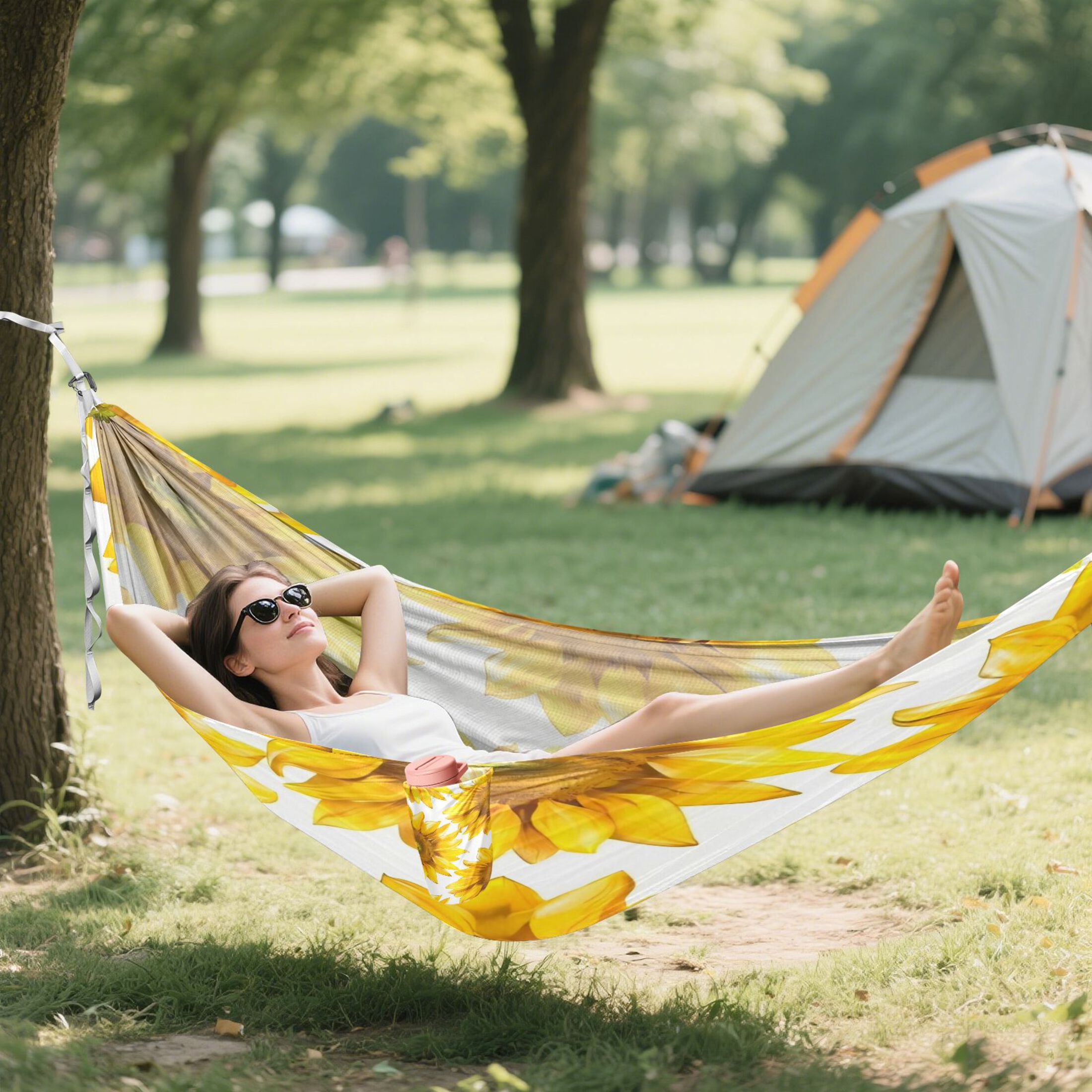 Hammock Camping Hammock Nylon Portable Hammock Travel Camping Hammock Sunflower Seamless