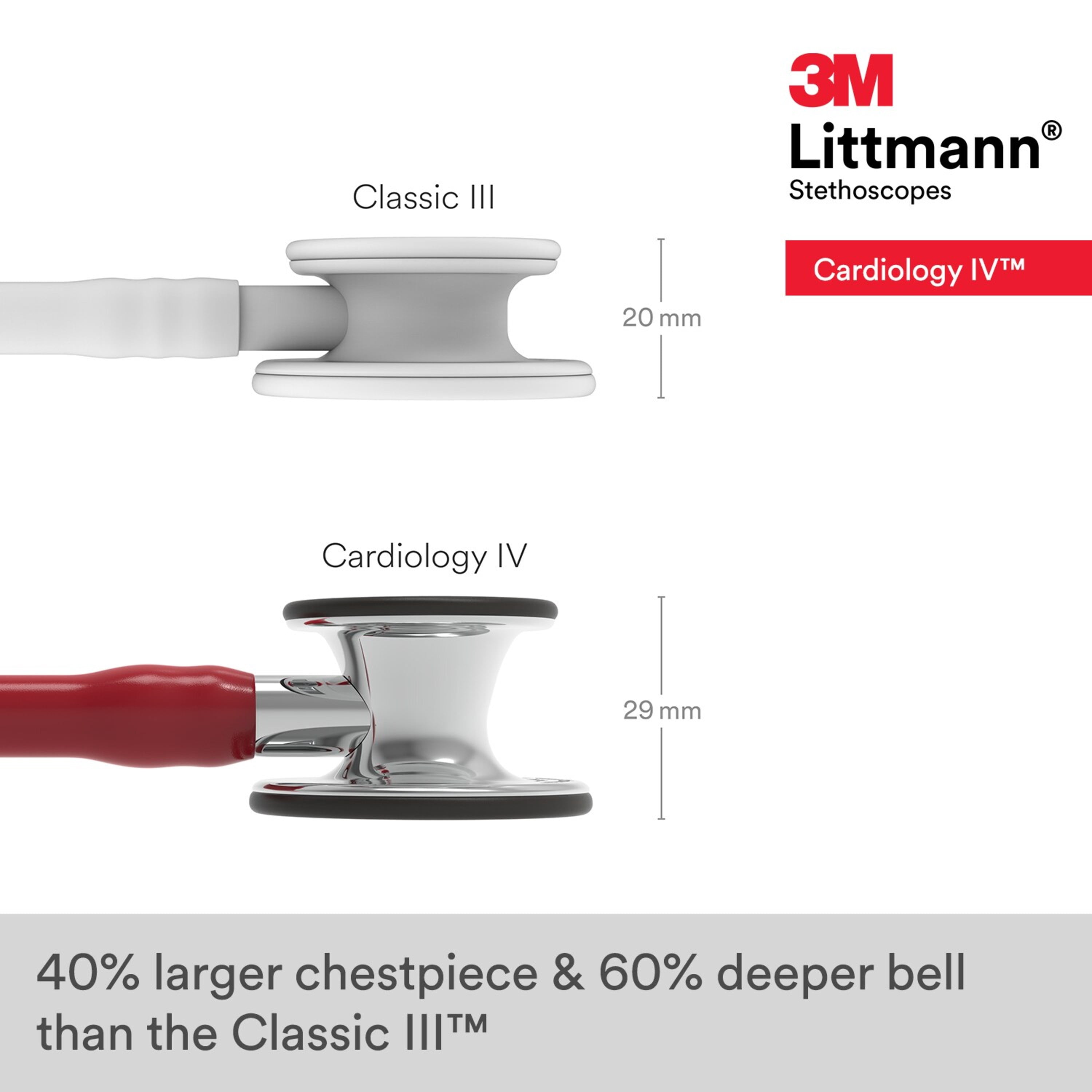 3M Littmann Cardiology IV Diagnostic Stethoscope, Stainless Steel Mirror-Finish Chestpiece, 27" Burgundy Tube, Mirror Stem