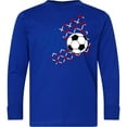 thumbnail image 3 of Inktastic Soccer Ball, Net with American Flag Colors Long Sleeve Youth T-Shirt, 3 of 5