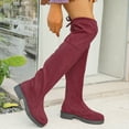 thumbnail image 4 of Rokment Womens over The Knee Dress Boots Fashion Suede Non Slip Chunky Low Heel Thigh High Pull on Long Tall Boots Wine Size 8, 4 of 7