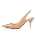 thumbnail image 2 of YDN Women Sexy Pointy Closed Toe Elastic Strap Slingback Sandals High Heel Slip On Pumps Dressy Casual Shoes Size 16 Nude, 2 of 4