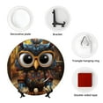 thumbnail image 4 of Kdxio Quirky Owl With Glasses Bone China Decorative Plate Ceramic Decorative Plate for Home Office Wall Stand Decorative Plates for Home Bedroom-10in, 4 of 6