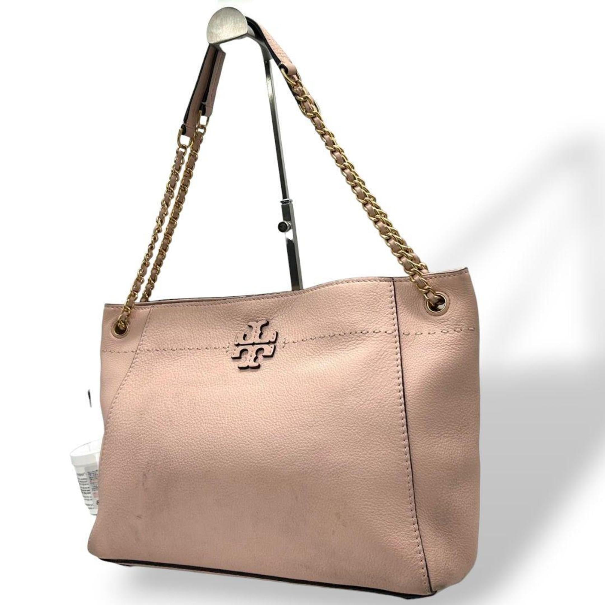 Pre-Owned Tory Burch Large Logo 2-Way Leather Tote Bag in Pink, One-Shoulder... (Good)