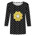 thumbnail image 4 of Camisetas Casuales de las Mujeres de Moda Impresa 3/4 Mangas Blusa Cuello Redondo para el Hogar Y Diario, 4 of 4