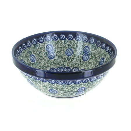 

Blue Rose Polish Pottery Seaside Swirl Small Serving Bowl
