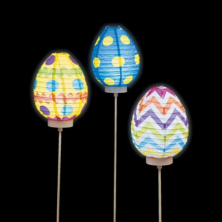 Easter Lanterns Fun Express - Light Up Paper Egg Lantern for Easter - Party Decor - Hanging Decor - Lanterns - Easter - 3 Pieces ()