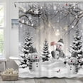 thumbnail image 5 of Farmhouse Winter Christmas Shower Curtain, Cute Snowman Snow Forest Pine Tree Scene Shower Curtain for Bathroom Rustic Xmas Snowflake Holiday Gray Bathroom Accessories Polyester 72"X72" with Hooks, 5 of 6