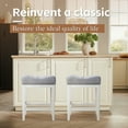thumbnail image 6 of 24 Inch Counter Height Bar Stools Set of 4 - Backless Farmhouse Style, Upholstered Fabric Linen with Solid Wood Legs, Small Space Friendly for Kitchen Island, Easy Assembly, Light Grey, 6 of 6