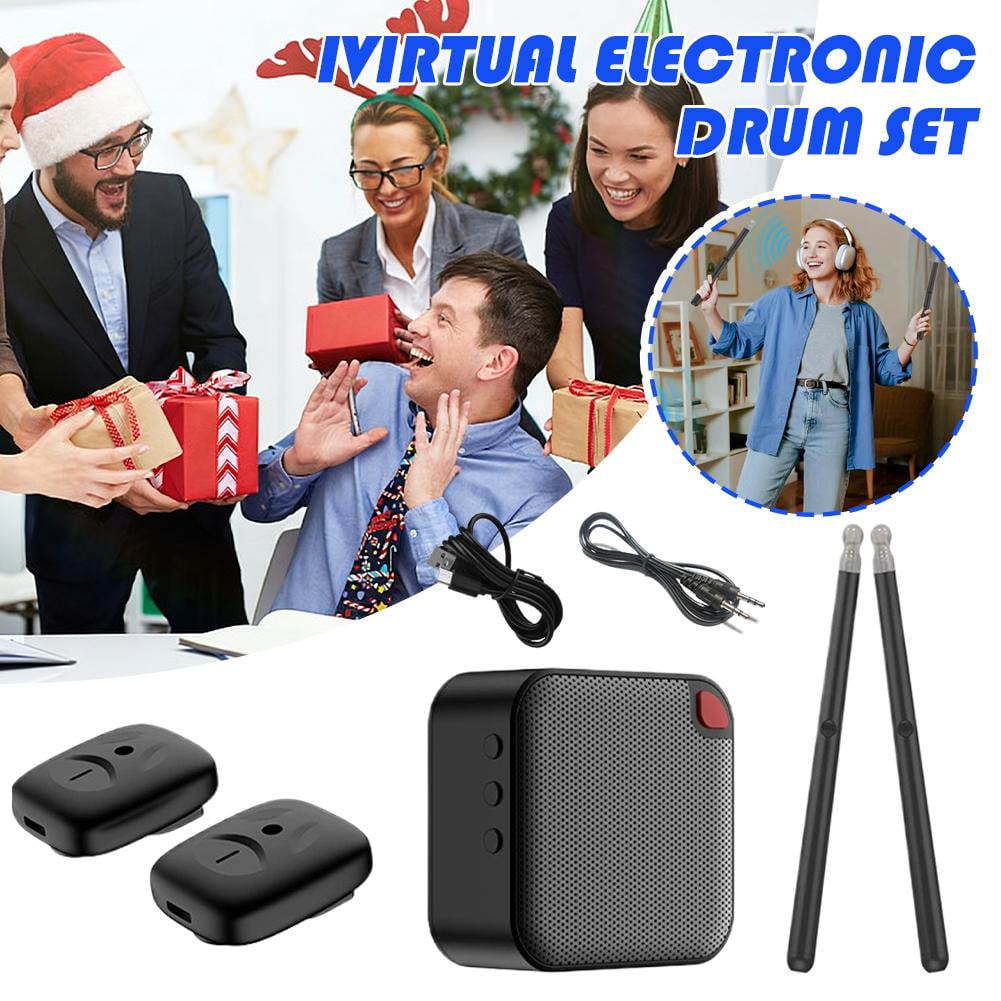 Upgraded Drumsticks with Speaker, Virtual Electronic Drum Set, Electric Drumsticks Drum Set, 3D Motion Sensing RGB, Electronic DrumSet & Pedals & Bluetooth Adapter & 8 Sounds