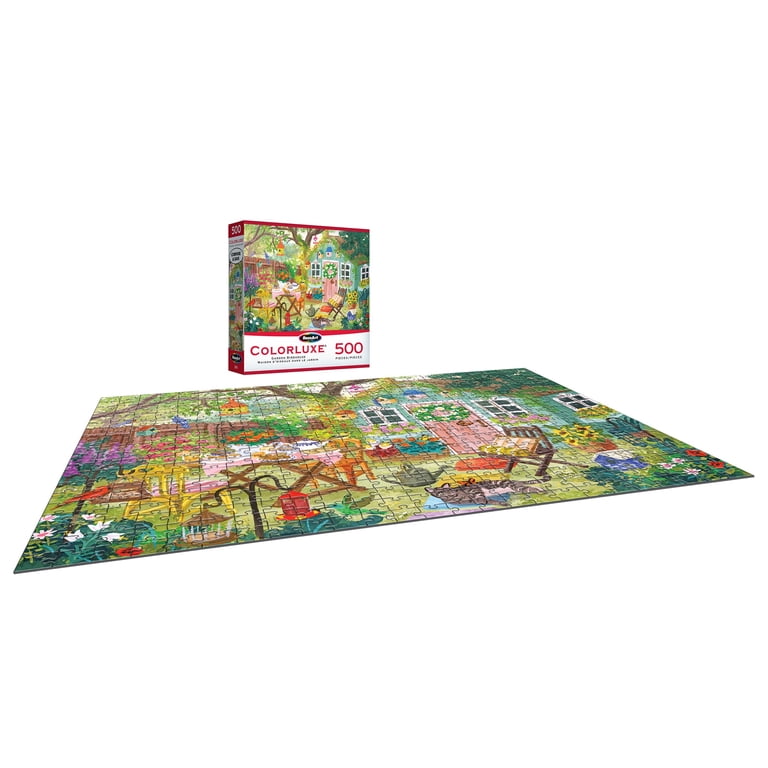RoseArt Colorluxe 500-Garden Birdhouse Adult Interlocking Puzzle