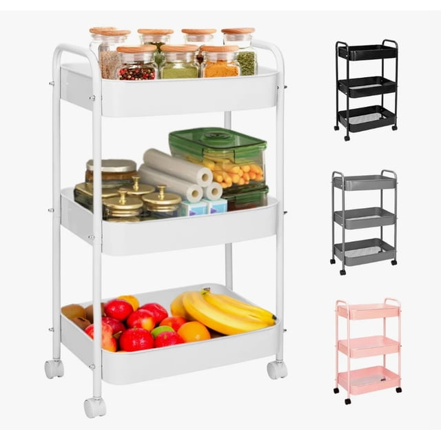 Carrito Organizador De Metal Transportador Metálico Ruedas Modelo Blanco
