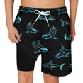 thumbnail image 2 of Boys Swim Shorts Kids Swim Shorts with Side Pockets Cool Graphic Print Beach Swimwear Black 5-6 Years, 2 of 3