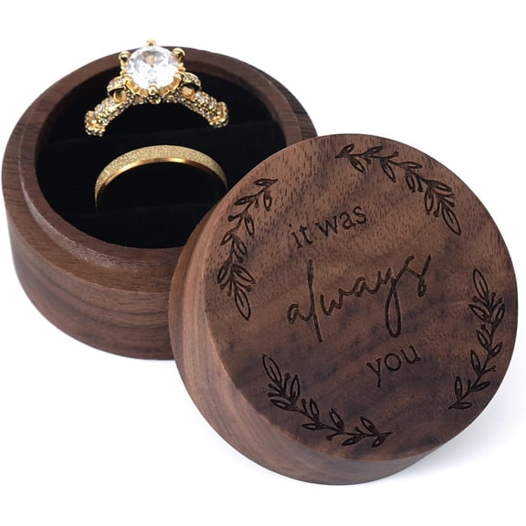 Ring Box, Wooden Ring Box for Wedding Ceremony Ring Bearer Box, Engagement Ring Holder Gift for Anniversaries day, Birthday Gift