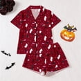 thumbnail image 2 of Likimi Child Kids Girls Halloween Pajamas Set Short Sleeve Hallowmas Ghost Print Lapel Button Down Pjs Tops With Shorts For Party Fashion Sleepwear, 2 of 9