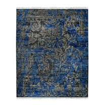EORC MR6907BL8X10 Hand-Knotted Wool & Bamboo Silk Modern Classic Rug, 8' x 10', Blue Area Rug