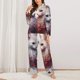 thumbnail image 2 of Fotbe White Red Cat Couple Conjunto de Pijama de Manga Larga para Mujer con Estampado, Ropa de Dormir de 2 Piezas, Conjunto de Casa Suave y Cómodo con Bolsillos-Large, 2 of 7