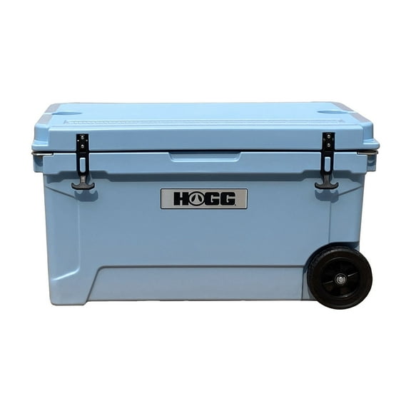 Hogg (Clear Sky) 65 QT Insulated Cooler with Wheels and Handles, Rolling Ice Chest with Wheels, Rotomolded Wheeled Coolers for Camping, Drinks, Outdoors