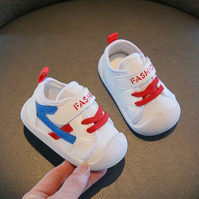 Puntoco Nuevos Zapatos De Suela Blanda Para Niños Medianos Y Grandes, Zapatos Para Bebés Y Niños Pequeños, Zapatos De Malla Con Velcro, Zapatillas De Deporte Para Niñas, Rojo 14