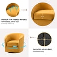 thumbnail image 4 of Velvet Swivel Barrel Chair Set of 2 Wood Frame Metal Base Upholstered Club Accent Armchair Yellow, 4 of 6