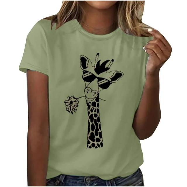 Birdeem T-Shirts Imprimés pour Femmes et Filles, Manches Courtes, Col Rond, Blouse
