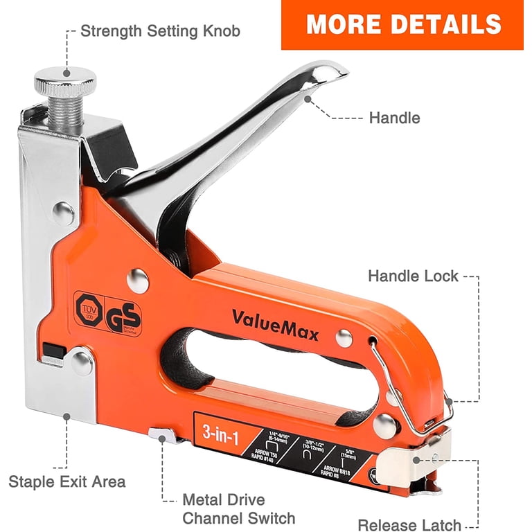 Preciva Self-Adjusting Staple Gun Kit – Heavy Duty Manual Stapler With 1800 Staples & Staple Remover, For Wood, Carpentry, Upholstery, DIY Furniture