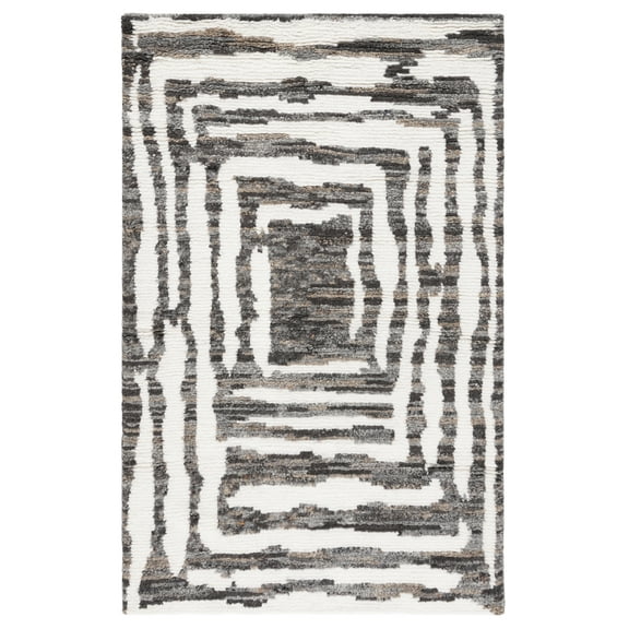 SAFAVIEH Casablanca Isaiah Geometric Area Rug, Ivory/Charcoal, 5' x 8'