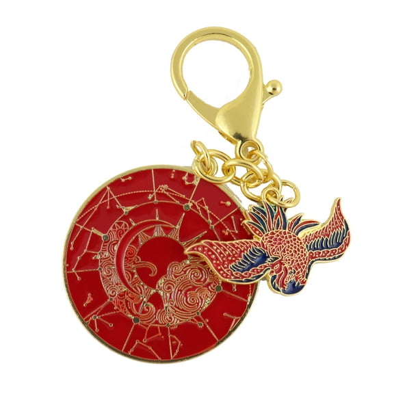 Feng Shui Crimson Phoenix Lunar Mansions Harmonizing Amulet Keychain