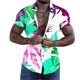 thumbnail image 1 of Camisas De Franela Para Hombre Casual Hombres Solapa Solapa Cocotero Estampado Manga Corta Puños Botón Puerto Estilo Floral Camisa Playa Hawaiianss Verano Top (Mint Green, S), 1 of 4