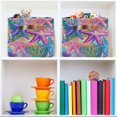 thumbnail image 6 of Yayeee 2 Pack Canvas Storage Basket with Handles for Shelves Fabric Bins Closet Organizer, Gradient Starfish Pattern, 6 of 8
