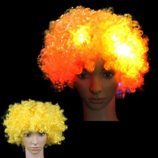 Nouvelle Explosion Colorée de Tête LED Lumière Clignotante Perruque Cheveux Fans de Football Accessoires Amusants Fête Rave Lueur Fournitures de Fête Jaune