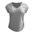 thumbnail image 2 of ICQOVD Womens O-Neck Loose Soft Cap Sleeve Solid Color T Shirts Blouses Tops, 2 of 4