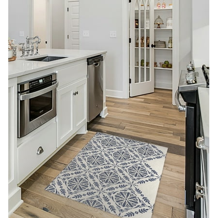 

SHADOW TILE NAVY Kitchen Mat By Kavka Designs