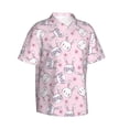 thumbnail image 2 of Uemuo Cute Rabbit Flower Printed Regular Fit Short Sleeve Casual Hawaiian Shirt for Men,Aloha shirt,Tropical shirt,Floral print shirt,Vacation Beach shirt-Large, 2 of 9