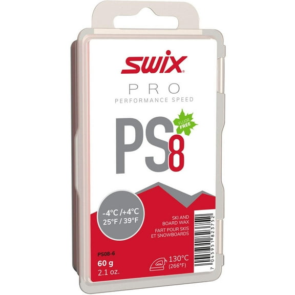 Swix PS8 Red Fluoro-Free Ski Wax for Eco-Friendly Ski Maintenance