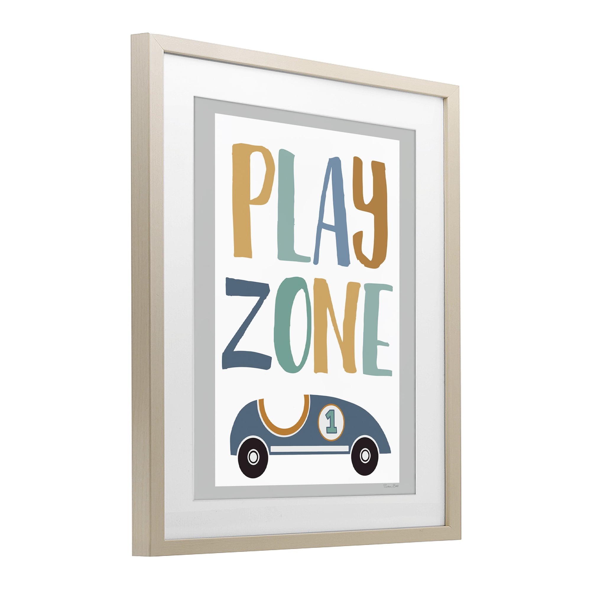 Stupell Industries Play Zone Racecar Birch Framed Print Under Glass, design by Susan Ball