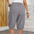 thumbnail image 4 of WIZUTIZ Womens Linen Shorts Wide Leg Casual Active Loose Shorts High Waist Solid Trousers Knee-Length with Pockets Ruched Trousers for Lady Stretch Birthday Gray, 4 of 6