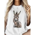 thumbnail image 2 of Women's T-Shirt Funny Animal Donkey Short Sleeve Casual Tee Classic Crew Neck T Shirt for Women White, 3XL, 2 of 7