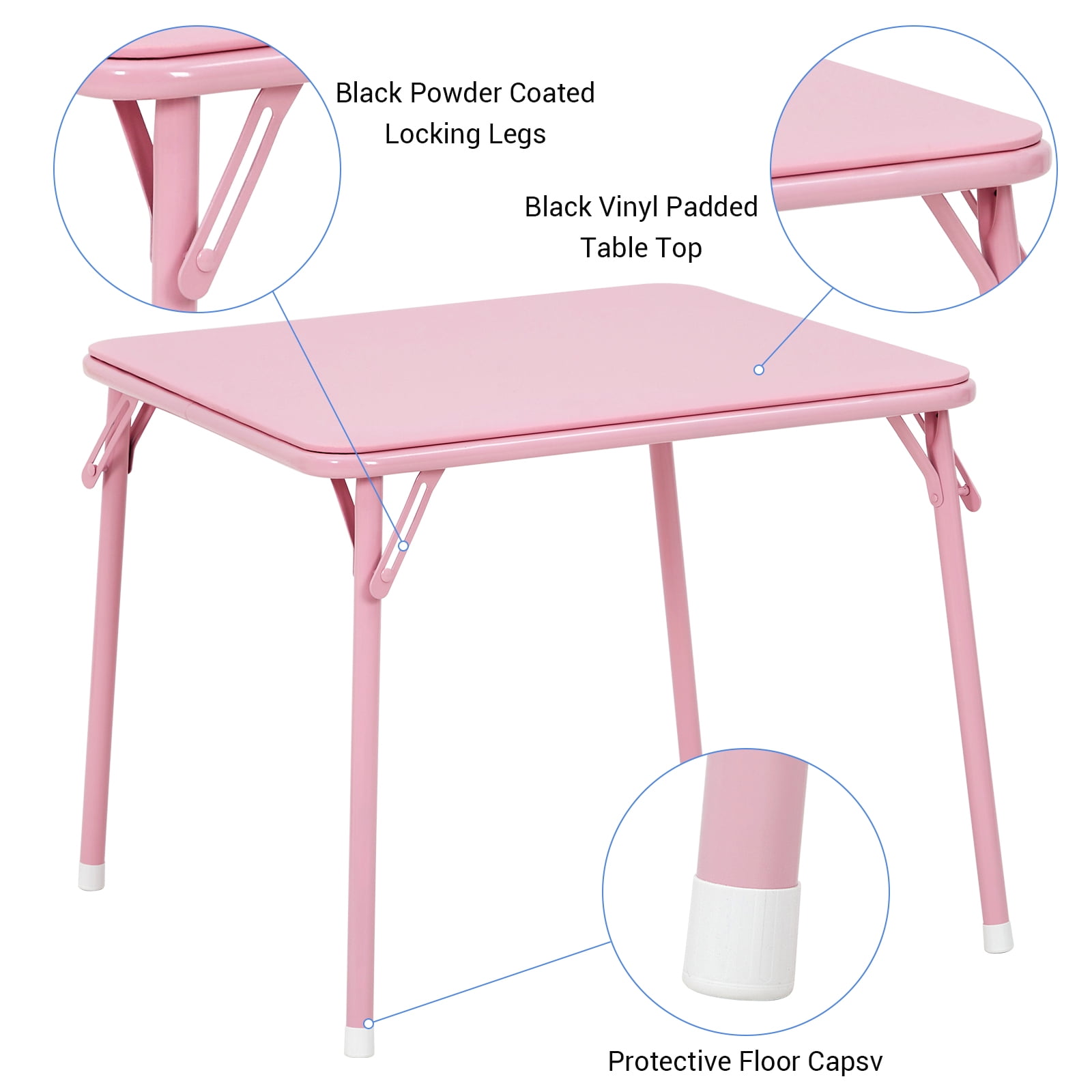 Garvee 5-Piece Folding Card Table and Chair Set - Upholstered Kids Activity Set with Portable Metal Frame, Ideal for Eating, Reading & Playing