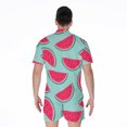 thumbnail image 2 of Blue Cute Watermelon Pattern Short Sleeve Men'S Rompers Casual Summer Jumpsuits Outfit, 2 of 4