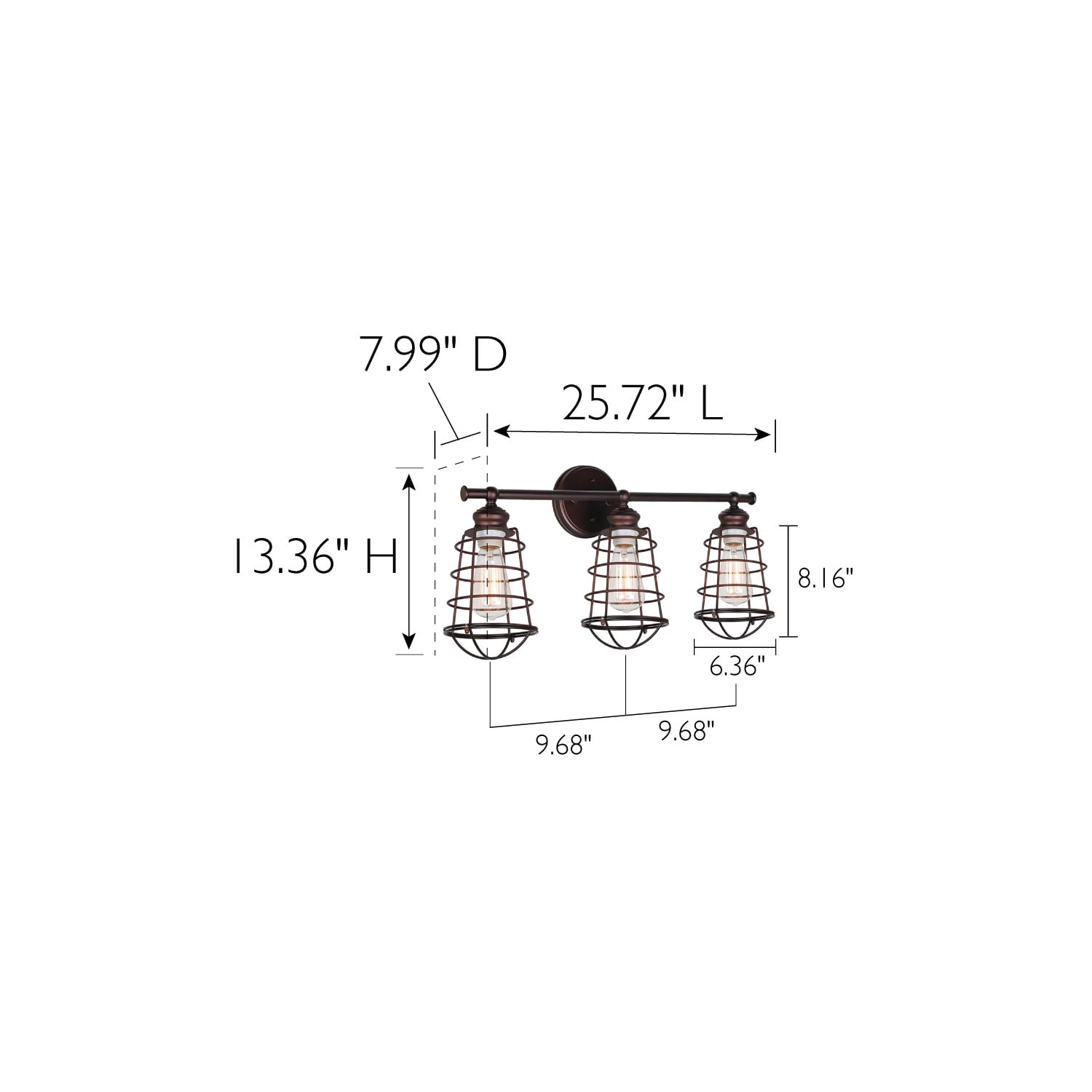 Design House Ajax 3-Light Indoor Vanity Light, Coffee Bronze