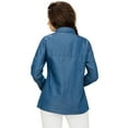 thumbnail image 3 of Made by Johnny Women's Long Sleeve Pearl Beading Button Down Denim Blouse L BLUE, 3 of 4