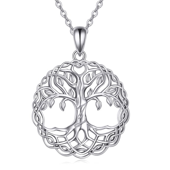 Tree of Life Necklace 925 Sterling Silver Celtic Tree Pendant Necklace Family Tree Jewelry Birthday Christmas Gifts for Women