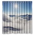thumbnail image 1 of ABPHQTO Montañas nevadas con nubes blancas Cortina de ducha Cortina de ducha impermeable 160x180 cm, 1 of 2