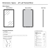 Frame My Mirror Framed Mirror, Black Finish, 28 x 48, 1-1/4 Wide Frame Ellis Design